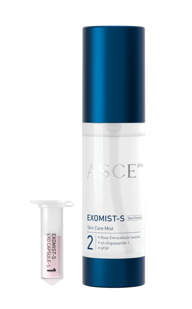 ASCEplus EXOMIST-S - мист с екзозоми от Rosa Damascena, меден пептид GHK-Cu, ниацинамид и витамин C за регенерация, anti-age грижа и сияен тен